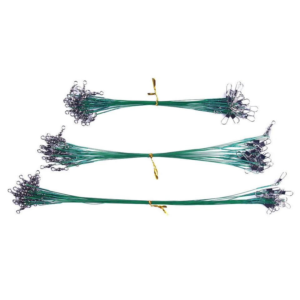 Anti Bite Steel Fishing Line Steel Wire Leader With Swivel Fishing Accessory Lead Core Leash Fishing Wire 15cm 20cm  30cm