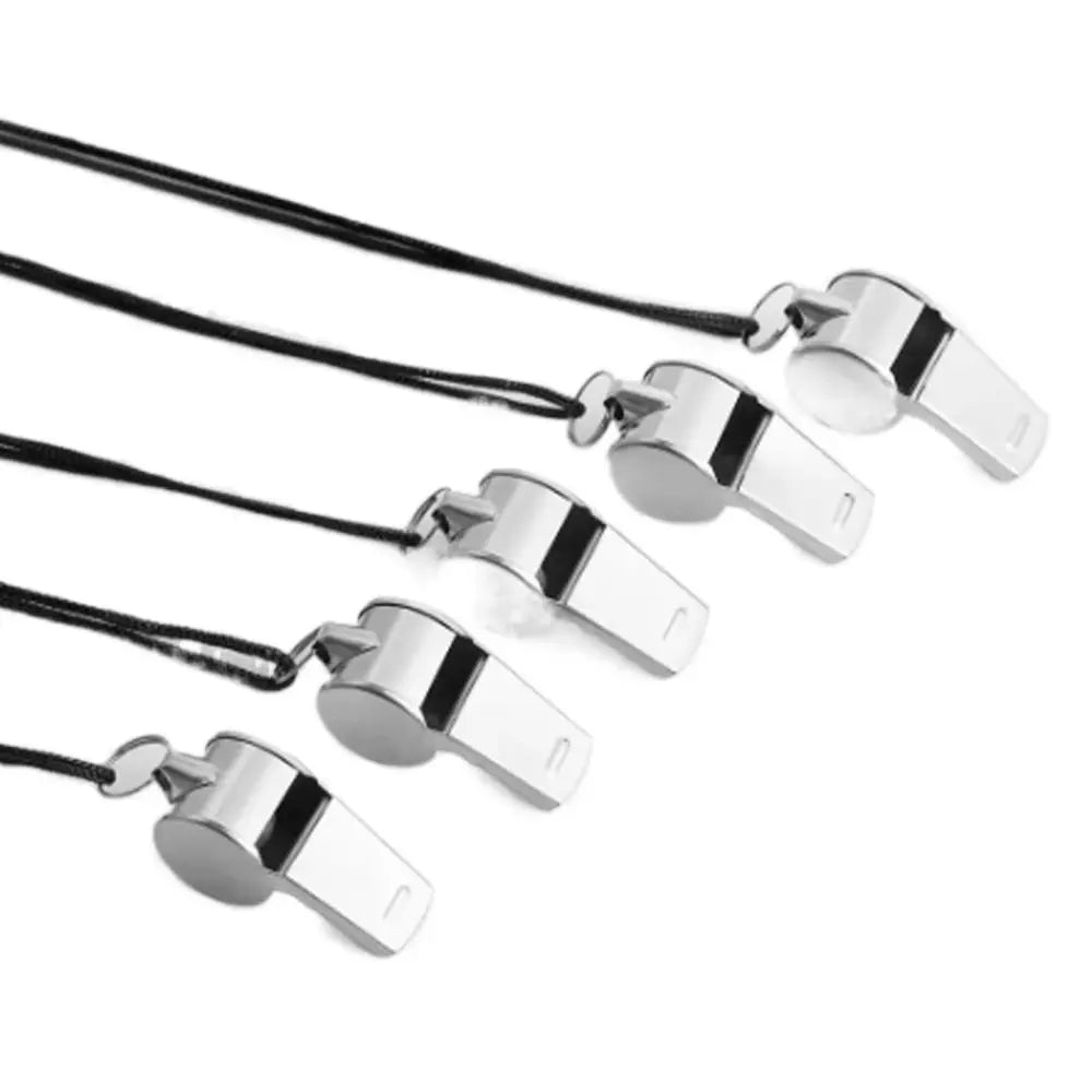 Team Sport Loud Metal Whistle With Rope Strong Stainless Steel Whistles Professional Portable Referee Whistles Training
