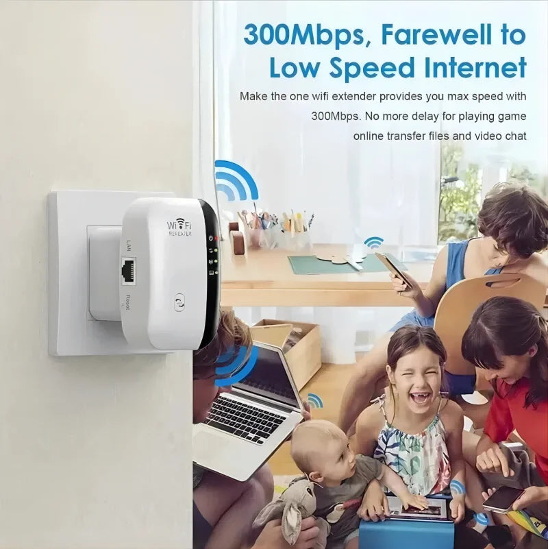 Wireless WiFi Range Extender 300M Signal Booster Repeater Network Amplifier Compatible with Most Routers EU US Plug